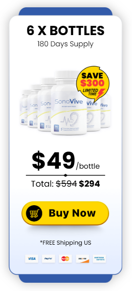 Illustrative image showing the price of 6 bottles of SonoVive