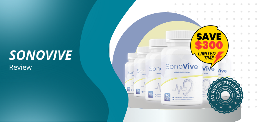 Illustrative image of the SonoVive product with 6 jars, featuring a $300 discount, with a site badge.