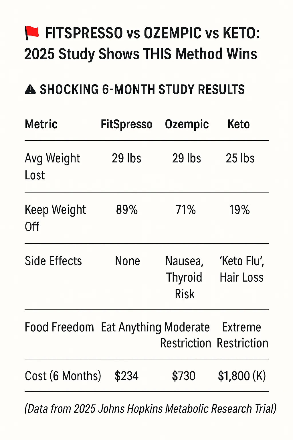 FITSPRESSO vs OZEMPIC vs KETO